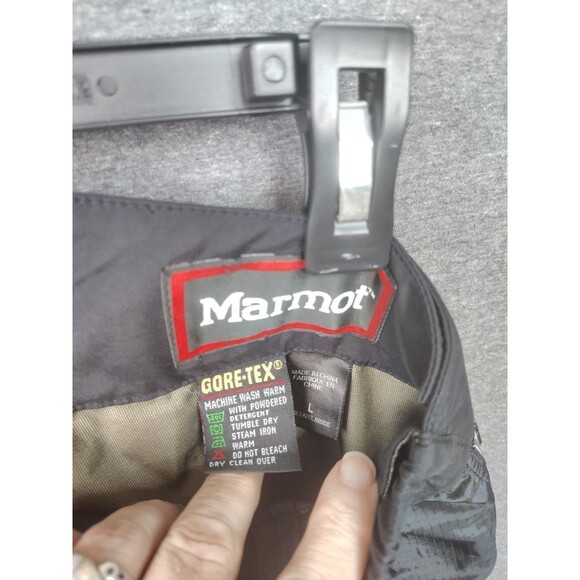 Marmot Pants Gore-Tex L Rip Stop Side Zipper Waterproof Black Snow Ski - Picture 3 of 9